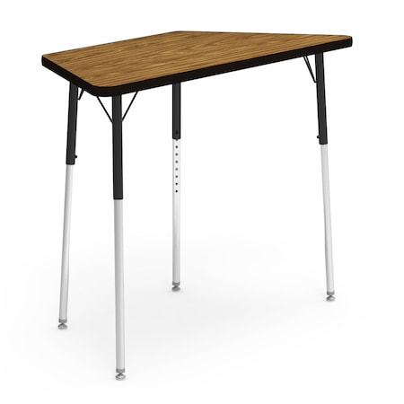 Virco 20.75 in. W, 48 in. L, 22-30 in. H, Medium Oak Top / Black Edge 48TRAP48